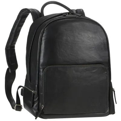 Produktbild von Greenburry Rucksack Leder schwarz mit Tabletfach Business Freizeit Reise