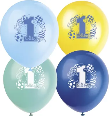 Produktbild von Luftballons 1. Geburtstag, blau/gelb