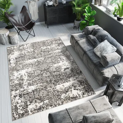 Immagine prodotto di Tappeto a pelo corto Moderno Grigio Screziato Soggiorno Camera da letto 3D ÖKOTEX 80 x 150 cm