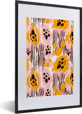 Produktbild von MuchoWow® MuchoWow® Gerahmtes Poster Rosa - Orange - Muster 40x60 cm - Poster mit zchwarzem Bilderrahmen - Poster in Rahmen