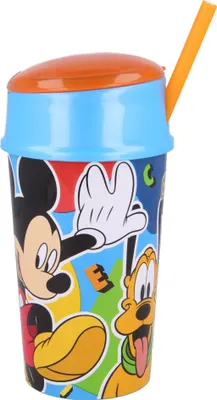 Produktbild von Mickey Mouse 2 in 1 Trinkbecher 400 ml mit integriertem Snackfach & Trinkhalm