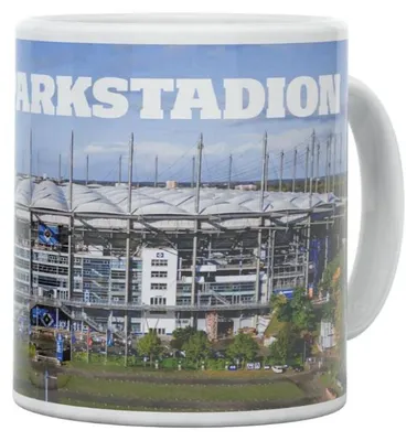 Produktbild von HSV Fan Tasse mit dem Volksparkstadion als Motiv
