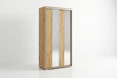 Zdjęcie produktu dla Szafa A4 craft złoty z 2 drzwiami przesuwnymi, z lustrem – 125 x 62 x 245 cm