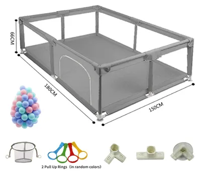 Obrázek produktu pro Ohrádka pro děti - HN-669-1518 - 150 × 180 cm - Skládací - Prodyšná síťovina - Bezpečnostní zábrana - Motiv zvířat - Přenosná