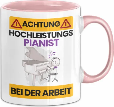 Produktbild von Pianist Tasse Geschenk Lustiger Spruch Geschenkidee für Pianist Achtung Hochleistungs Pianist Bei Der Arbeit (Rosa)