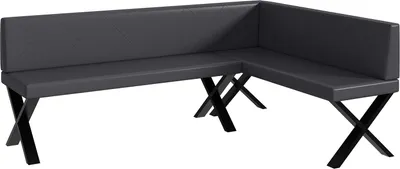 Produktbild von MEBLINI Eckbank für Esszimmer - Küchenbank - Essecke - Sitzecke Küche - ERIC - X-Beine 142x196x87cm Rechts - Grau Kunstleder