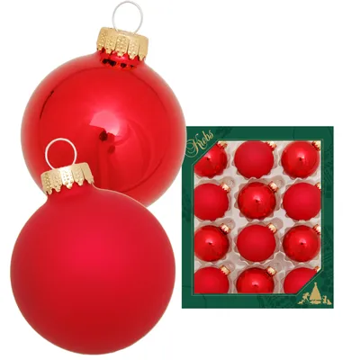 Zdjęcie produktu dla Krebs Glas Lauscha unikalne koraliki czerwone - Jednokolorowe koraliki do zawieszenia - 12 sztuk - 5cm - 21283