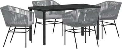 Produktbild von "SALE 2026" Garten Essgruppe - elegantes Design - Sitzgruppe/Tisch+ Stuhl - 5 pcs Grau Pulverbeschichteter Stahl - Terassenmöbel DEMöbel124534