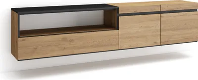 Immagine prodotto di COZY Mobile TV Soggiorno, 200x35x45cm, Per TV fino a 80, da appendere, Rovere e Nero