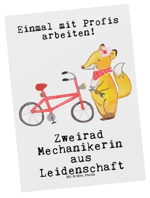 Produktbild von Mr. & Mrs. Panda Postkarte Zweirad Mechanikerin Leidenschaft - Weiß - Geschenk, Postkarten, Ansichtskarte, einzelkarte, Grußkarte, Ansichtskarten