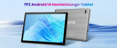 Produktbild von TPZ Android 14 Tablet 10,1 Zoll Display 10 GB Ram / 64 GB Speicher, 2.4G+5G Wi-Fi 6, 2MP + 8MPKamera, Bluetooth5.0, 1280 * 800 FHD IPS, Farbe Grau