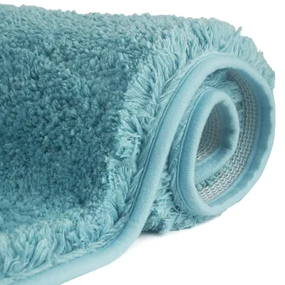 Produktbild von Rutschfeste, hochflorige Badematte 70x120 cm, maschinenwaschbare Badematte, Badvorleger aus wasserabsorbierenden, weichen Mikrofasern für Bad, Dusche und Badezimmer (türkis)