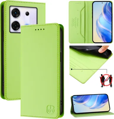 Produktbild von Lederhülle für Infinix Zero 30 5G Hülle Flip Brieftasche Kartenfächern Ständer Schutzhülle Grün