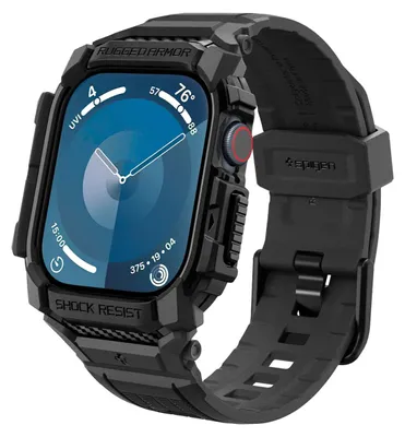 Productafbeelding van Spigen Rugged Armor Pro, hoesje, smartwatch, zwart, Apple, Apple Watch 10 (46mm), thermoplastisch polyurethaan (TPU)