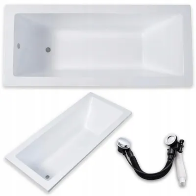 Produktbild von Rechteckige weiße Badewanne Valencia ACRYL RECHTS/LINKS 170 x 70 Siphon Automat