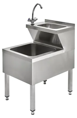 Produktbild von Handwaschbecken mit Ausgussbecken und Mischbatterie für die Gastronomie