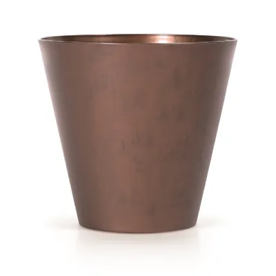 A bronze-colored planter pot on a white background.