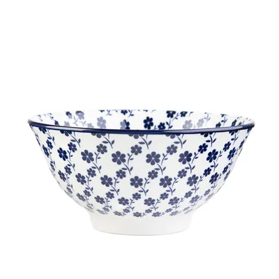 Produktbild von HOMLA NAVIA Schale navy blau mit Blumen 16 cm