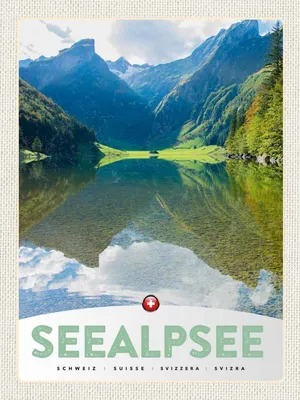 Image de vianmo Panneau en bois 40x30 cm Seealpsee SchweizWälder Natur