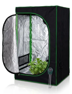 Produktbild von Mucola Gewächshaus inkl. 3 in 1 Feuchtigkeitsmessgerät für Pflanzen Pflanzenzelt Growbox Indoor Pflanzenzelt Zuchtzelt Zuchtschrank Darkroom Frühbeet Schwarz Grün - 80x80x180cm