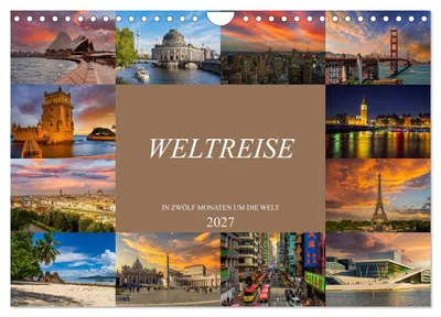 Produktbild von Weltreise - In zwölf Monaten um die Welt (Wandkalender 2027 DIN A4 quer), CALVENDO Monatskalender