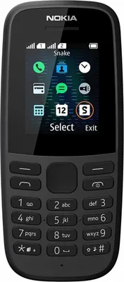 Produktbild von Nokia 105, Balken, Dual-SIM, 4,57 cm (1.8"), 128 x 160 Pixel, 800 mAh, Schwarz