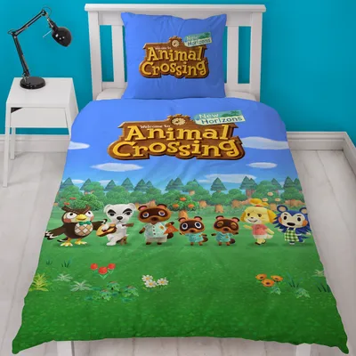 Produktbild von Animal Crossing New Horizons Bettwäsche · Kinderbettwäsche 135x200 80x80cm aus 100% Baumwolle · Bettwäsche mit Motiv für Gamer mit Reißverschluss
