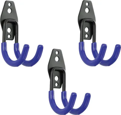 Immagine prodotto di Set di 3 ganci da parete BOTLE, ganci per utensili, per utensili elettrici, a forma di U 7 cm, stabili con rivestimento in PVC, per garage, capanni, ganci per abiti e rulli per verniciatura, ganci doppi, portata fino a 40 kg