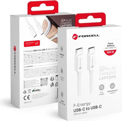 Produktbild von FORCELL Kabel Typ C auf Typ C QC4.0 5A/20V PD 100W C339 2m weiß