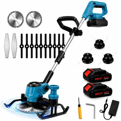Produktbild von 4 in 1 Akku Rasentrimmer mit 4000mAh Akku 21V,Bürstenloser Motor Rasentrimmer mit Unkrautbürste, Freischneider mit Akkus & Ladegerät