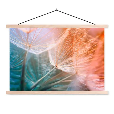Produktbild von MuchoWow® Textilposter Blume - Löwenzahn - Pflanze 120x80 cm mit holzfarbenen Rahmen - Aufhängeset