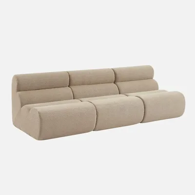Produktbild von sweeek - 3er-Set modulare Lounge-Sessel mit strukturiertem Bouclé-Bezug - Beige