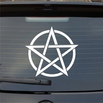 Produktbild von Heckscheibenaufkleber Pentagram Druidenfuß Gothic 54x51 cm Weiss Glanz Auto Aufkleber Sticker