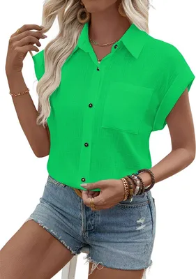 Productafbeelding van Currero Linnen Blouse Dames Fluoriserend Groen S