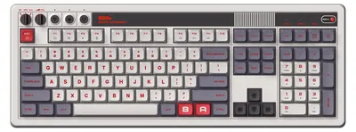 Produktbild von 8Bitdo Retro 108, Volle Größe (100%), Verkabelt & Kabellos, USB + RF Wireless + Bluetooth, Mechanischer Switch, Grau
