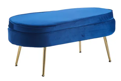 Immagine prodotto di Pouf ovale in velluto blu scuro