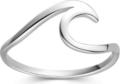 Filigraner Wellenring aus 925er Sterling Silber mit glänzender Oberfläche, in geschwungener Form einer stilisierten Meereswelle für Damen.