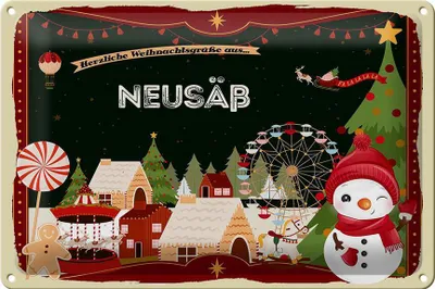Produktbild von Blechschild Weihnachten Grüße aus NEUSÄß 30x20cm