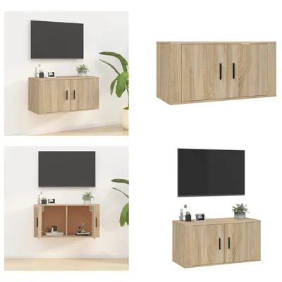 Image de vidaXL Armoire TV murale Chêne Sonoma 80x34,5x40 cm - Meuble TV mural - Meubles TV muraux - Armoire TV - Console TV