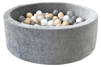 Image de MONIO for kids Piscine à balles velours 90 cm gris + 200 balles