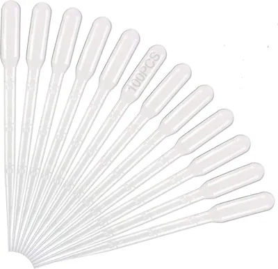 Produktbild von 100 Stück Pipetten, 3 ML, Kunststoff Pipette Dropper, Einwegpipetten Mit Skala für Labor Versuch Zeichnung Tools