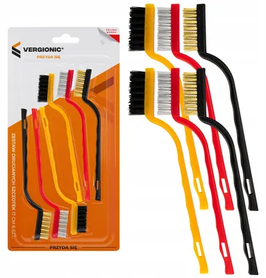 Zdjęcie produktu dla 6-częściowy zestaw szczotek drucianych 17 cm - mosiądz, nylon, żelazo - do czyszczenia i polerowania