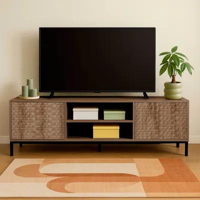 Immagine prodotto di Mobile TV rettangolare con 2 ante L160 cm legno scuro - Oviala Ketry