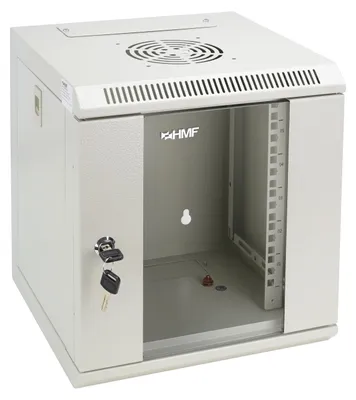 10 Zoll Serverschrank mit 6 Höheneinheiten von HMF mit 31.2 cm Breite in Lichtgrau