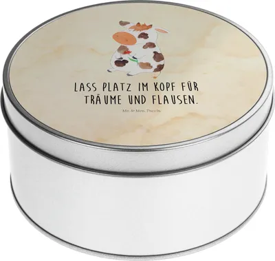 Produktbild von Mr. & Mrs. Panda Blechdose Kuh - Vintage - Geschenk, Flausen, Kaffeedose, Dose, Keksdose, Bauernhof, Milch, Hof, Kühe, Vorratsdosen, Aufbewahrungsbehälter, zuckerdosen