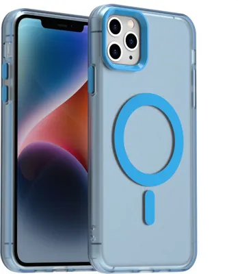 Obrázek produktu pro Pouzdro pro iPhone 11 Pro, kompatibilní s MagSafe, tenké poloprůhledné matné nárazuvzdorné pouzdro na telefon Modrý