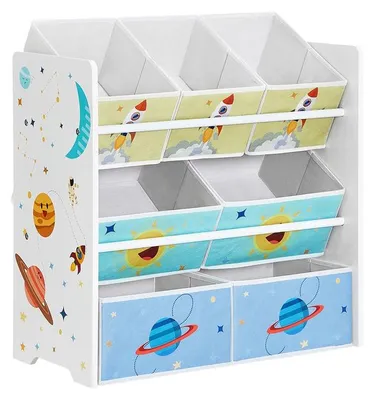 Immagine prodotto di Libreria per bambini con 7 contenitori, bianca, 29,5 x 62,5 x 60 cm