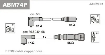Produktbild von JANMOR ABM74P Zündkabelsatz Zündleitungssatz für SKODA Octavia I Combi (1U5) OCTAVIA (1U2)