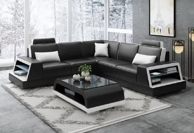 Produktbild von Wohnlandschaft Ecksofa Couch Polster Ledersofa