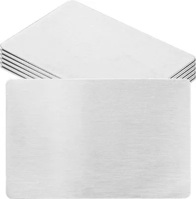 Image de Cartes de visite Metallenes, lot de 10, gaufrées au laser, blanches, durables et élégantes, format 8,5 x 5,5 cm, en métal, couleur blanc